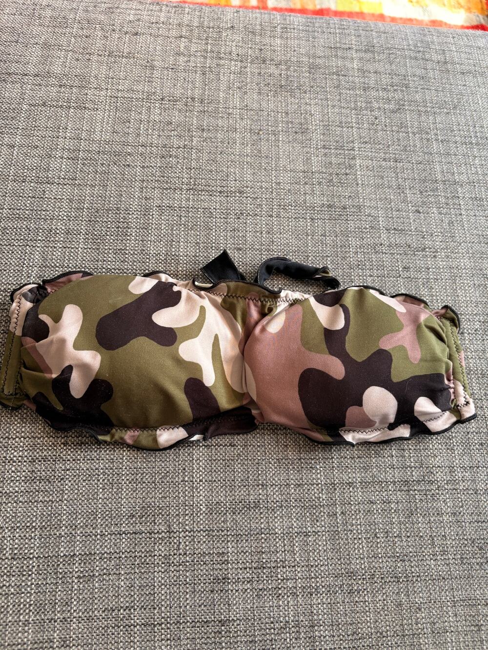 OSIT Impresa S.P.A Bikini Top Camo Ruched Bandeau Padded Strapless Swim Size S